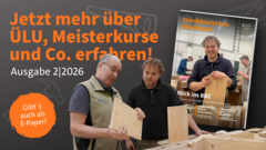 KI generiert: Das Bild zeigt eine Werbung für die Zeitschrift "Norddeutsches Handwerk", Ausgabe 2/2026, mit einem Fokus auf ÜLU und Meisterkurse.