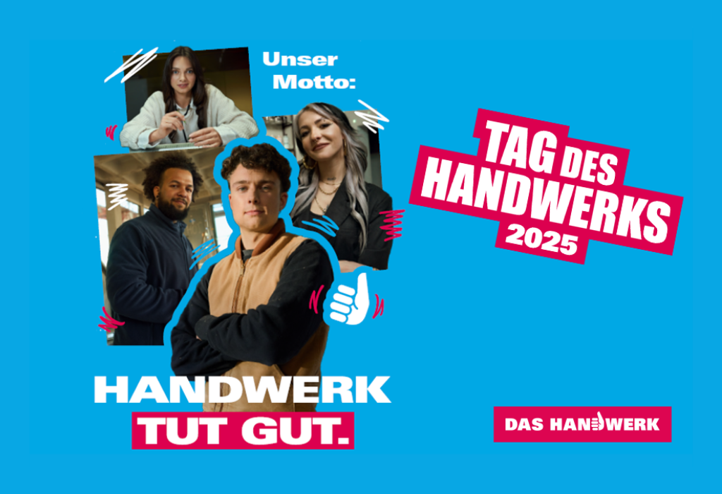 Mitmachen bei der Tagebuch-Aktion in den sozialen Medien am Tag des Handwerks 2025: Handwerkerinnen und Handwerker erzählen, warum ihnen ihr Handwerk guttut. 