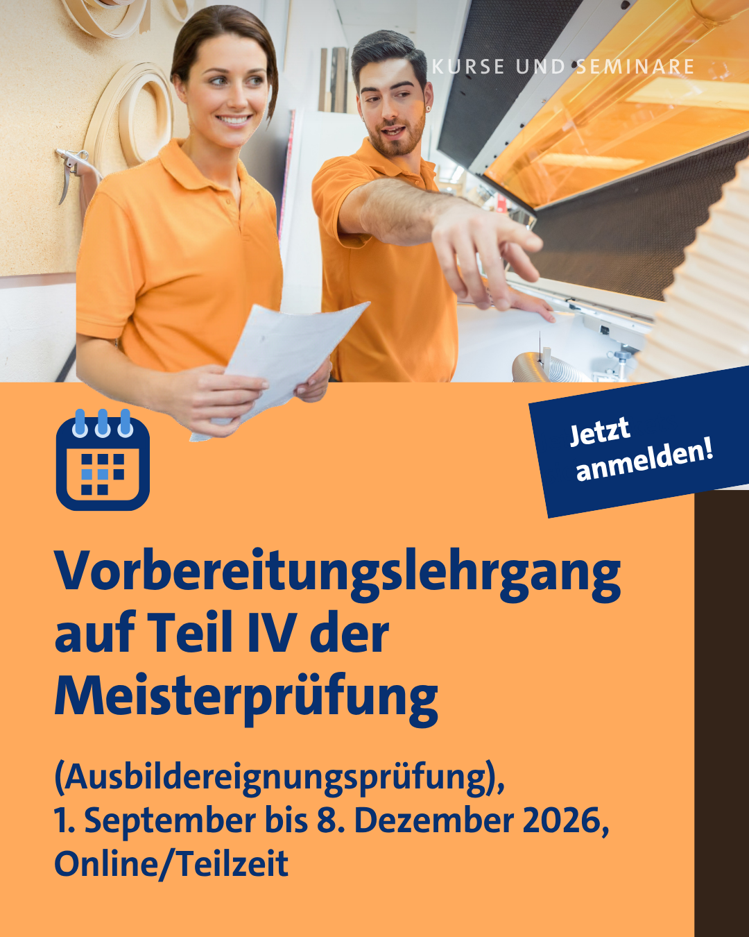 Vorbereitungslehrgang auf Teil IV der Meisterprüfung (Ausbildereignungsprüfung) in Teilzeit