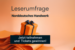 KI generiert: Die Abbildung zeigt eine Leserumfrage für "Norddeutsches Handwerk" mit einem Geschenk und der Aufforderung, teilzunehmen und Tickets zu gewinnen.