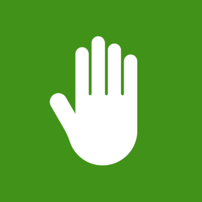 KI generiert: Das Bild zeigt ein weißes Hand-Symbol auf grünem Hintergrund.