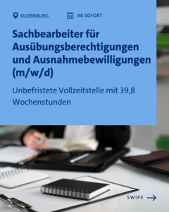 Sachbearbeiter für Ausübungsberechtigungen und Ausnahmebewilligungen (m/w/d)